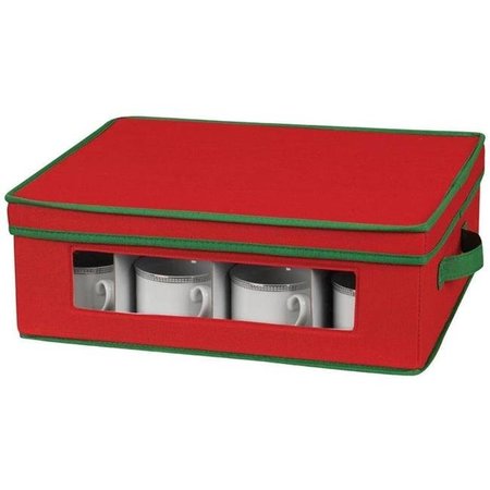 HOUSEHOLD ESSENTIALS Household Essentials 538RED Holiday Cup Chest Red with Green trim 538RED